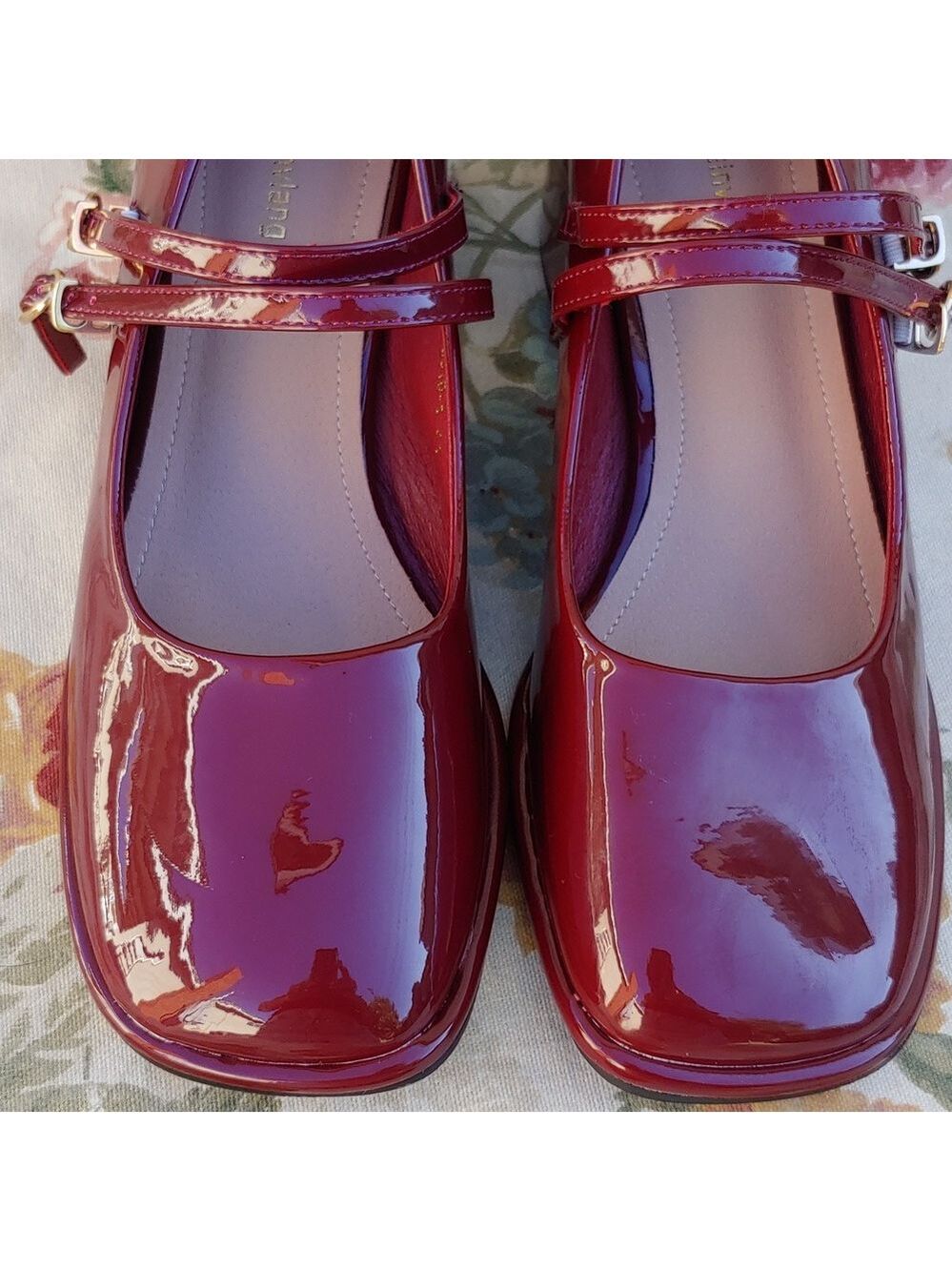 Women's Patent Burgundy Mary Jane Shoes with Block Heels size US 10 Euro 41 - Picture 8 of 17
